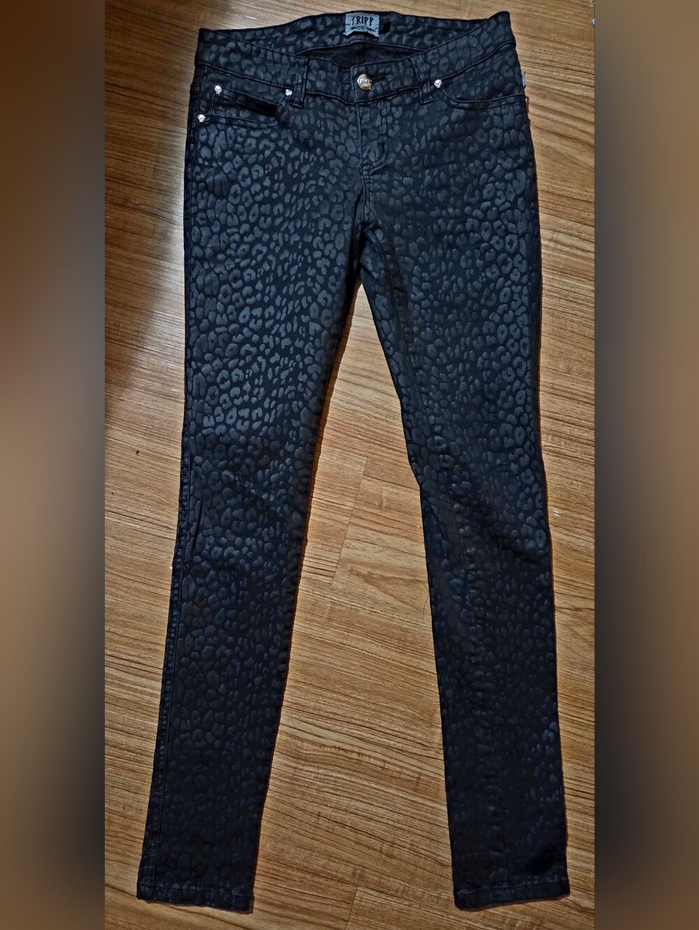 Tripp NYC Y2K Vintage Black Leopard Print Low Rise Stretchy Skinny Jeans Size 5
